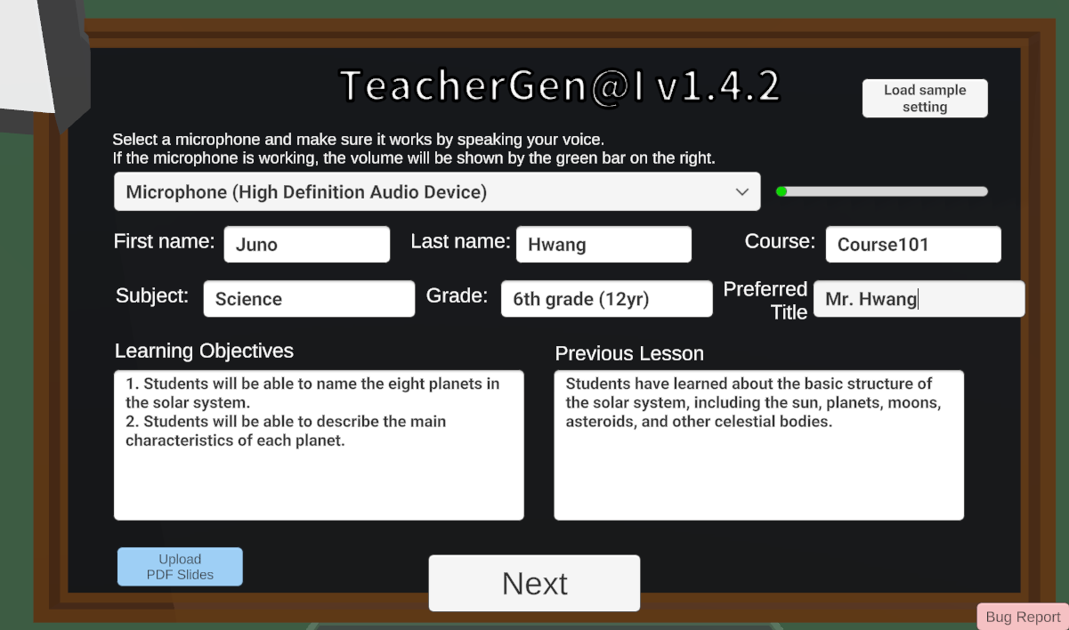 Class Setup